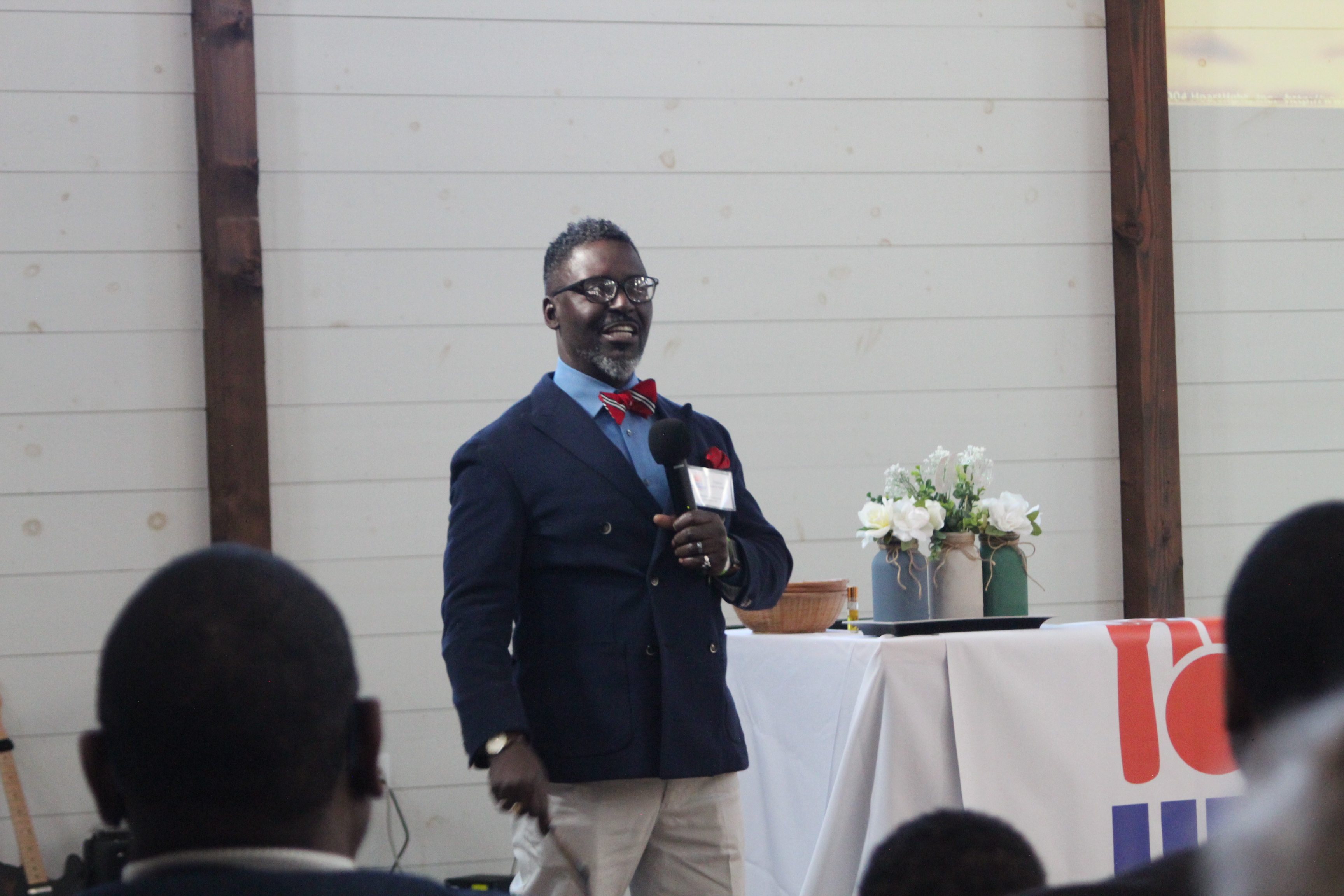 Speaker addressing the room